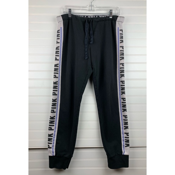 PINK Victoria's Secret Pants - VS PINK Black Logo Stripe Loungewear Joggers